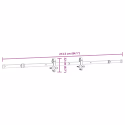 vidaXL Sliding Door Hardware Kit 213.5 cm Steel Black sliding door hardware