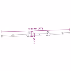 vidaXL Sliding Door Hardware Kit 152.5 cm Steel Black sliding door hardware