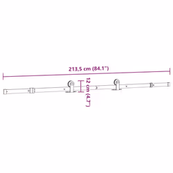 vidaXL Sliding Door Hardware Kit 213.5 cm Steel Black sliding door hardware