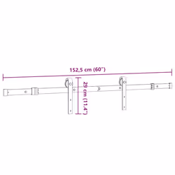 vidaXL Sliding Door Hardware Kit 152.5 cm Steel Black sliding door hardware