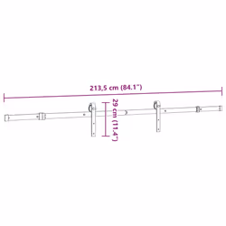 vidaXL Sliding Door Hardware Kit 213.5 cm Steel Black sliding door hardware