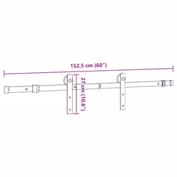 vidaXL Sliding Door Hardware Kit 183 cm Steel Black sliding door hardware - 152 cm