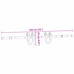 vidaXL Sliding Door Hardware Kit 183 cm Steel Black sliding door hardware - 183 cm