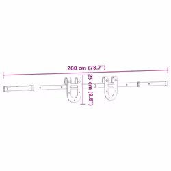 vidaXL Sliding Door Hardware Kit 183 cm Steel Black sliding door hardware - 200 cm