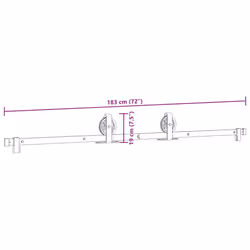 vidaXL Sliding Door Hardware Kit 200 cm Steel Black sliding door hardware - 183 cm