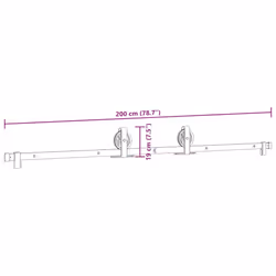vidaXL Sliding Door Hardware Kit 200 cm Steel Black sliding door hardware - 200 cm