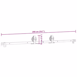vidaXL Sliding Door Hardware Kit 200 cm Steel Black sliding door hardware - 200 cm