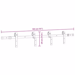 vidaXL Sliding Door Hardware Kit 183 cm Steel Black sliding door hardware - 183 cm