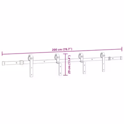 vidaXL Sliding Door Hardware Kit 183 cm Steel Black sliding door hardware - 200 cm