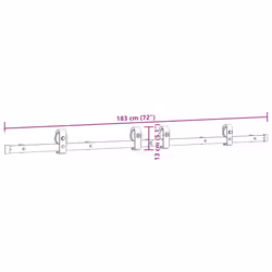 vidaXL Sliding Door Hardware Kit 200 cm Steel Black sliding door hardware - 183 cm
