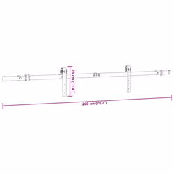 vidaXL Sliding Door Hardware Kit 183 cm Steel Black sliding door hardware - 200 cm