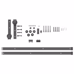 vidaXL Sliding Door Hardware Kit 183 cm Steel Black sliding door hardware - 200 cm - Additional view 4