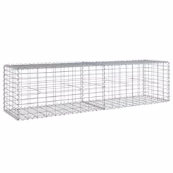 vidaXL Gabion Basket with Cover Gabion Raised Bed Gabion Cage Galvanised Iron - 200 x 50 x 50 cm