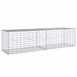 vidaXL Gabion Basket with Cover Gabion Raised Bed Gabion Cage Galvanised Iron - 200 x 50 x 50 cm - Additional view 4
