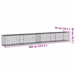 vidaXL Gabion Basket with Cover Gabion Raised Bed Gabion Cage Galvanised Iron - 400 x 50 x 50 cm - Additional view 6