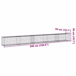 vidaXL Gabion Basket with Cover Gabion Raised Bed Gabion Cage Galvanised Iron - 500 x 50 x 50 cm - Additional view 6
