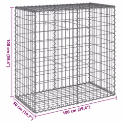 vidaXL Gabion Basket with Cover Gabion Raised Bed Gabion Cage Galvanised Iron - 100 x 50 x 100 cm