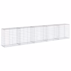 vidaXL Gabion Basket with Cover Gabion Raised Bed Gabion Cage Galvanised Iron - 500 x 50 x 100 cm - Additional view 4