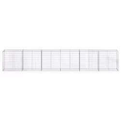 vidaXL Gabion Basket with Cover Gabion Raised Bed Gabion Cage Galvanised Iron - 600 x 50 x 100 cm - Additional view 2