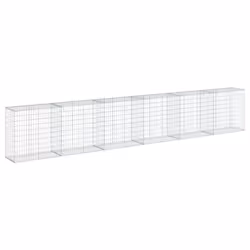 vidaXL Gabion Basket with Cover Gabion Raised Bed Gabion Cage Galvanised Iron - 600 x 50 x 100 cm - Additional view 4