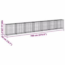 vidaXL Gabion Basket with Cover Gabion Raised Bed Gabion Cage Galvanised Iron - 700 x 50 x 100 cm - Additional view 3