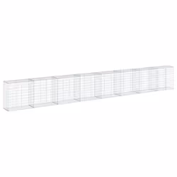 vidaXL Gabion Basket with Cover Gabion Raised Bed Gabion Cage Galvanised Iron - 800 x 50 x 100 cm - Additional view 4