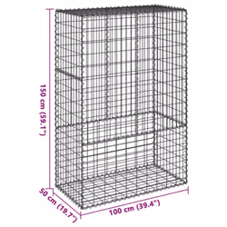 vidaXL Gabion Basket with Cover Gabion Raised Bed Gabion Cage Galvanised Iron - 100 x 50 x 150 cm - Additional view 6