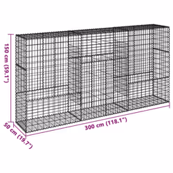 vidaXL Gabion Basket with Cover Gabion Raised Bed Gabion Cage Galvanised Iron - 300 x 50 x 150 cm - Additional view 3