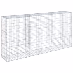 vidaXL Gabion Basket with Cover Gabion Raised Bed Gabion Cage Galvanised Iron - 300 x 50 x 150 cm - Additional view 4