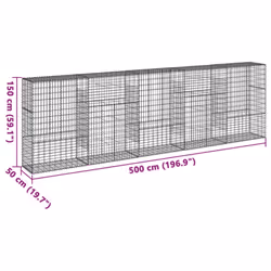 vidaXL Gabion Basket with Cover Gabion Raised Bed Gabion Cage Galvanised Iron - 500 x 50 x 150 cm - Additional view 6