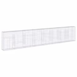 vidaXL Gabion Basket with Cover Gabion Raised Bed Gabion Cage Galvanised Iron - 800 x 50 x 150 cm - Additional view 4