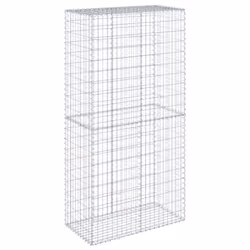 vidaXL Gabion Basket with Cover Gabion Raised Bed Gabion Cage Galvanised Iron - 100 x 50 x 200 cm - Additional view 4