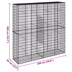 vidaXL Gabion Basket with Cover Gabion Raised Bed Gabion Cage Galvanised Iron - 200 x 50 x 200 cm - Additional view 3