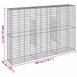 vidaXL Gabion Basket with Cover Gabion Raised Bed Gabion Cage Galvanised Iron - 300 x 50 x 200 cm - Additional view 6