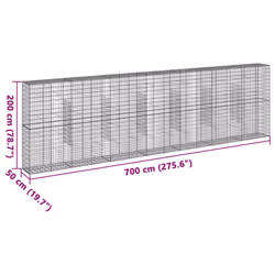 vidaXL Gabion Basket with Cover Gabion Raised Bed Gabion Cage Galvanised Iron - 700 x 50 x 200 cm - Additional view 3