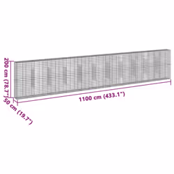 vidaXL Gabion Basket with Cover Gabion Raised Bed Gabion Cage Galvanised Iron - 1100 x 50 x 200 cm - Additional view 3