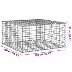 vidaXL Gabion Basket with Cover Gabion Raised Bed Gabion Cage Galvanised Iron - 100 x 100 x 50 cm - Additional view 6