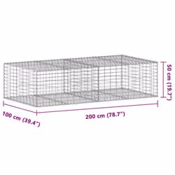 vidaXL Gabion Basket with Cover Gabion Raised Bed Gabion Cage Galvanised Iron - 200 x 100 x 50 cm - Additional view 6