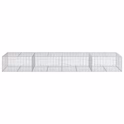vidaXL Gabion Basket with Cover Gabion Raised Bed Gabion Cage Galvanised Iron - 400 x 100 x 50 cm - Additional view 2