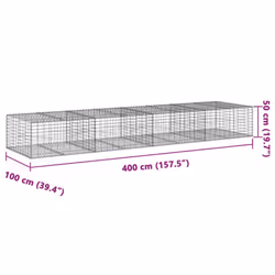 vidaXL Gabion Basket with Cover Gabion Raised Bed Gabion Cage Galvanised Iron - 400 x 100 x 50 cm - Additional view 6