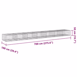 vidaXL Gabion Basket with Cover Gabion Raised Bed Gabion Cage Galvanised Iron - 700 x 100 x 50 cm - Additional view 6
