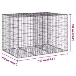 vidaXL Gabion Basket with Cover Gabion Raised Bed Gabion Cage Galvanised Iron - 150 x 100 x 100 cm - Additional view 3