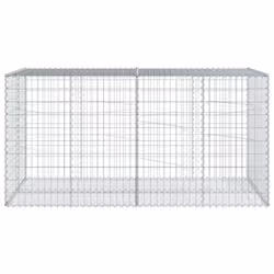 vidaXL Gabion Basket with Cover Gabion Raised Bed Gabion Cage Galvanised Iron - 200 x 100 x 100 cm - Additional view 2