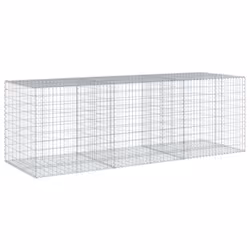 vidaXL Gabion Basket with Cover Gabion Raised Bed Gabion Cage Galvanised Iron - 300 x 100 x 100 cm - Additional view 4