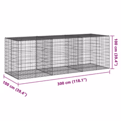 vidaXL Gabion Basket with Cover Gabion Raised Bed Gabion Cage Galvanised Iron - 300 x 100 x 100 cm - Additional view 6