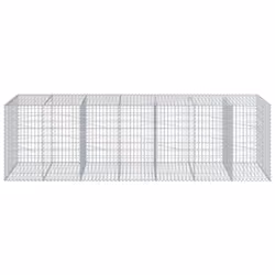 vidaXL Gabion Basket with Cover Gabion Raised Bed Gabion Cage Galvanised Iron - 350 x 100 x 100 cm - Additional view 2