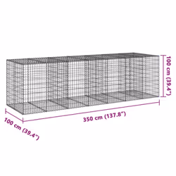 vidaXL Gabion Basket with Cover Gabion Raised Bed Gabion Cage Galvanised Iron - 350 x 100 x 100 cm - Additional view 6