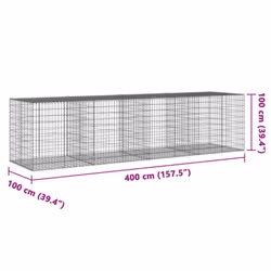 vidaXL Gabion Basket with Cover Gabion Raised Bed Gabion Cage Galvanised Iron - 400 x 100 x 100 cm - Additional view 3