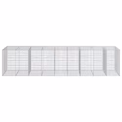 vidaXL Gabion Basket with Cover Gabion Raised Bed Gabion Cage Galvanised Iron - 450 x 100 x 100 cm - Additional view 2