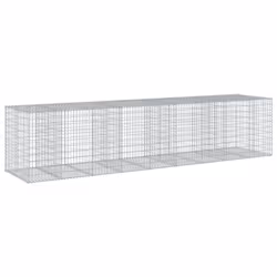 vidaXL Gabion Basket with Cover Gabion Raised Bed Gabion Cage Galvanised Iron - 450 x 100 x 100 cm - Additional view 4